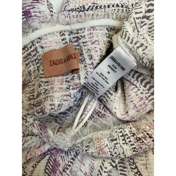 Zadig & Voltaire Feather Print Skirt Size Medium - Picture 3 of 3